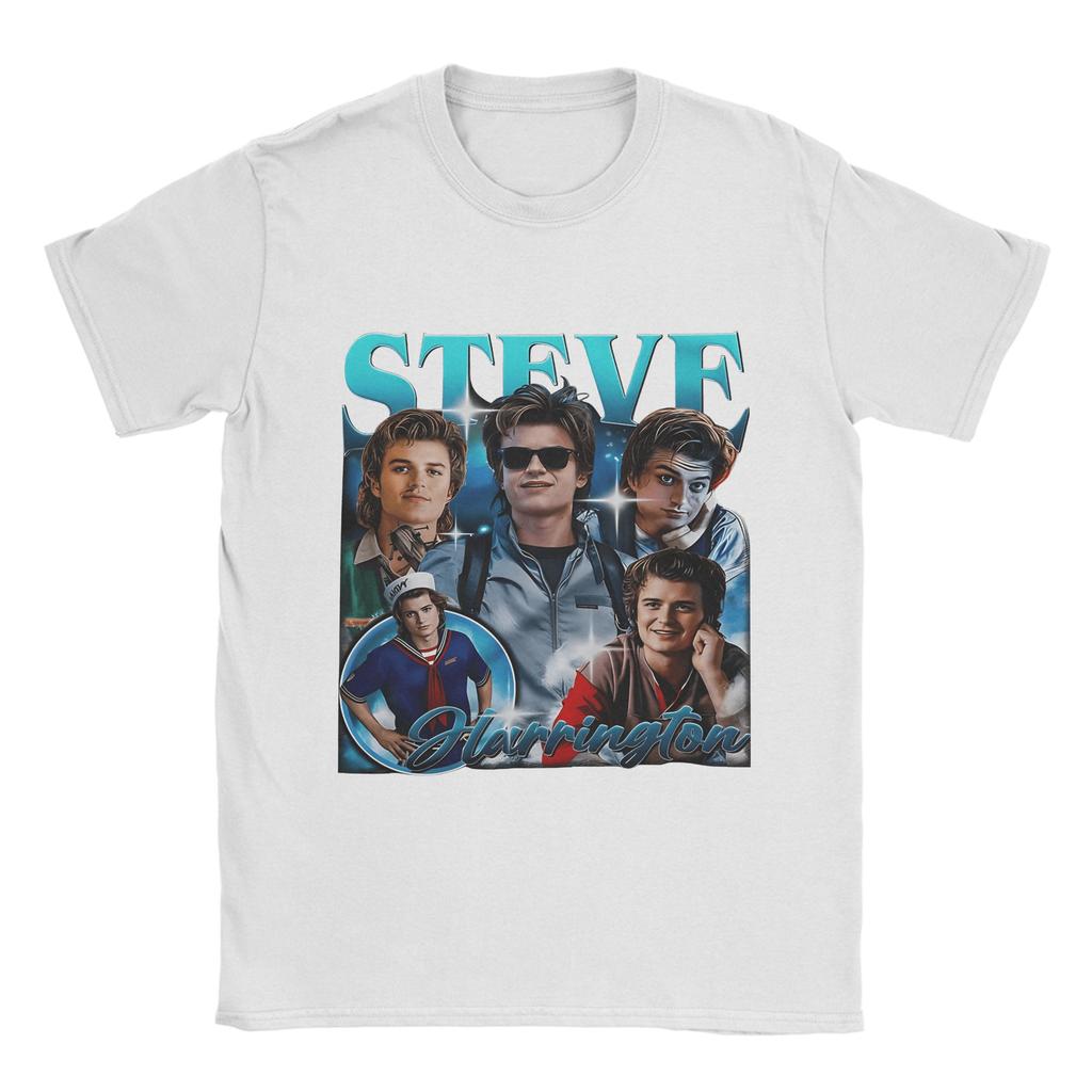 Men T-Shirts Steve Harrington Vintage Funny 100% Cotton Tee Shirt Short Sleeve  T Shirt O Neck Clothing Graphic Printed