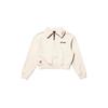 YONEX 245Tl005F Cream Unisex Crop Sweatshirt With Big Collar Point