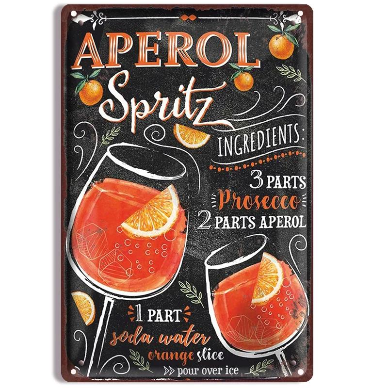 CocktailCharm Klassiska Metallplåtskyltar - Spansk Svarttavla Stil Cocktailaffischer, Vintage Väggplakett för Bar, Klubb