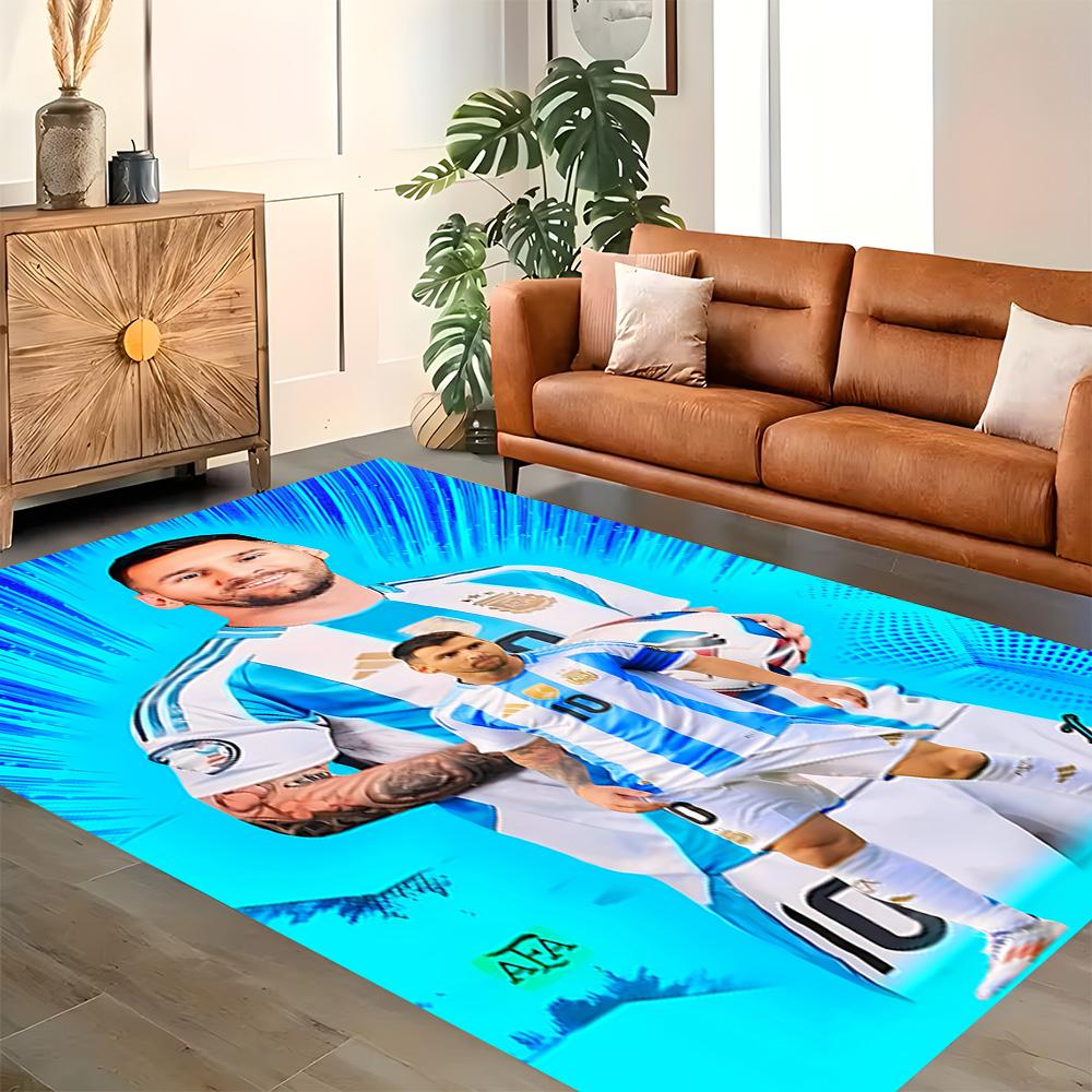 Messi Celebration rug for living rooms, bedrooms, home décor, and as gifts.
