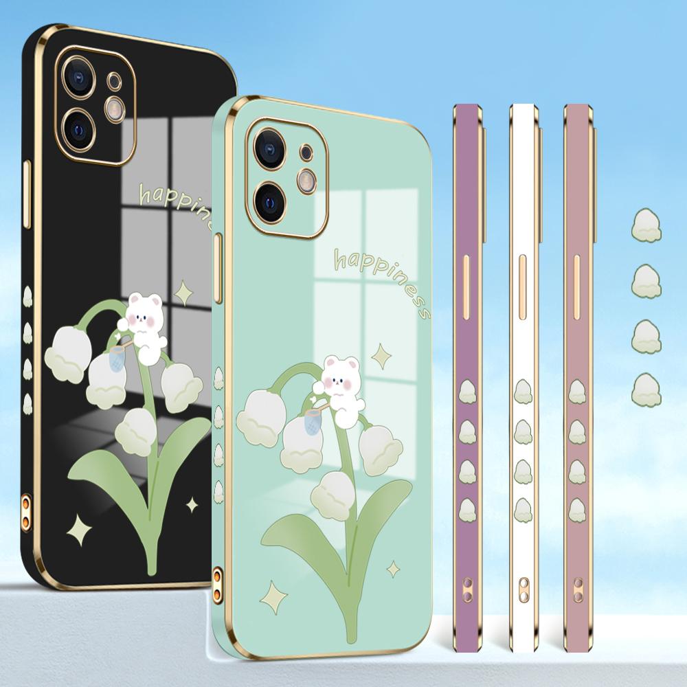 

Красочные узоры печати с квадратными краями и узором корпуса с покрытием корпуса телефона Роскошное покрытие Мягкий чехол для телефона для Huawei Honor Xiaomi Redmi Xiaomi Poco C55 белый