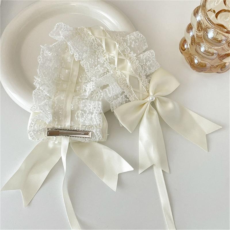 Lace Bowknot Hairhoop for Women Girl Sweet Ribbon Lace Headband Cosplay Costume Party Headdress for Anime Show