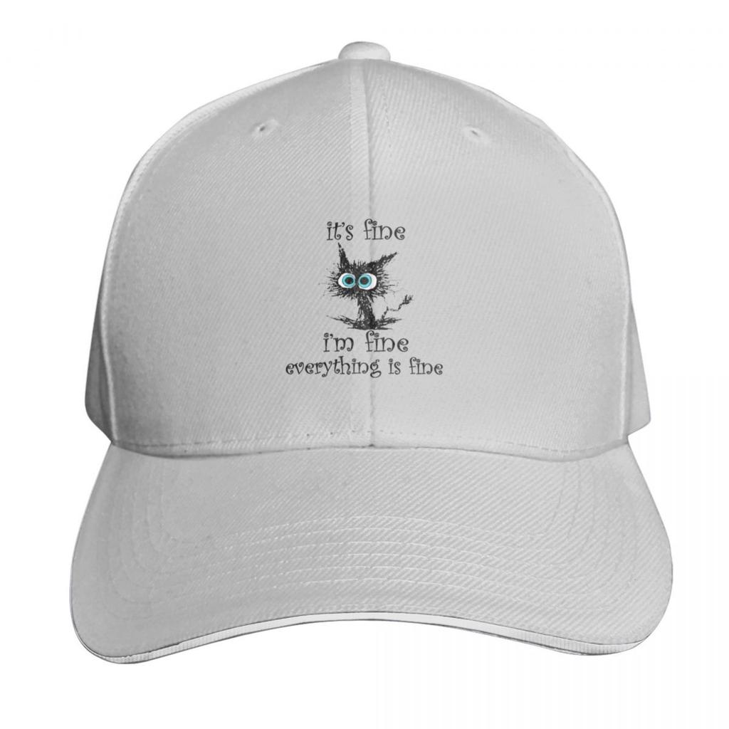 Its Fine Im Fine Everything Is Fine Funny Cat Baseball Cap Unisex Hat New In The Hat Golf Hat Genuine Tactical Cap Ladies Unisexs
