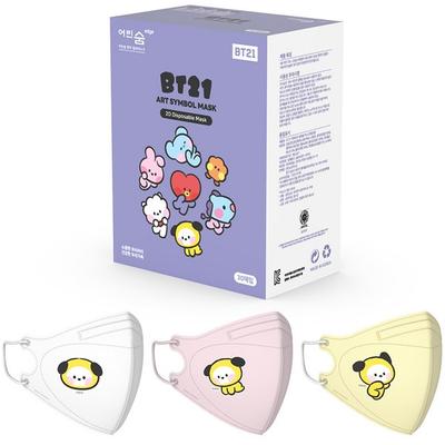 Young Breath Edge Line Friends BT21 Art Symbol Bird Beak Color Mask Medium CHIMMY Minini 3 Types X 10p Set, White, Light Pink, Yellow, 1 Set