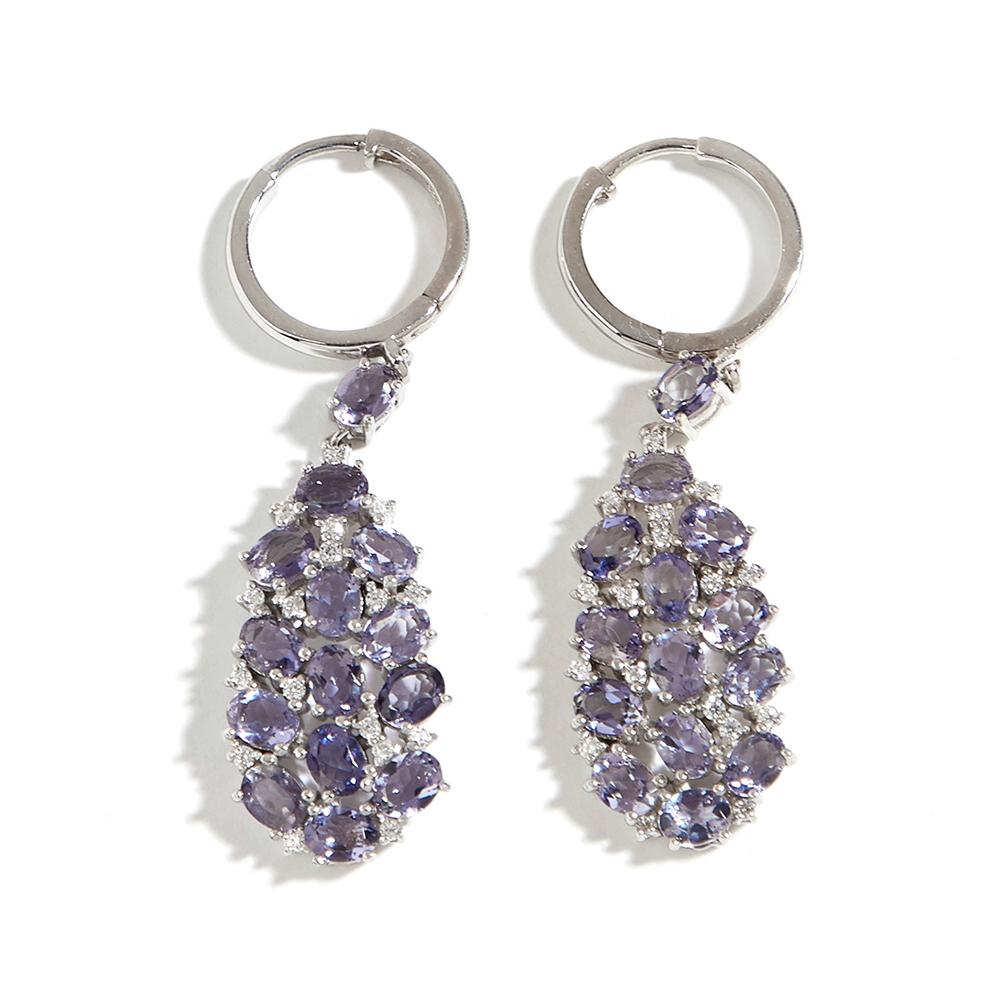 

Необычные дизайнерские серьги-подвески для женщин, серебро S925, натуральный драгоценный камень иолит, легкие роскошные украшения на юбилей, романтический подарок m синий