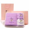 Lavender-Scented 32-Strand Cotton Bath Towel Set with Custom Logo Embroidery - 3-Piece Gift Box Collection