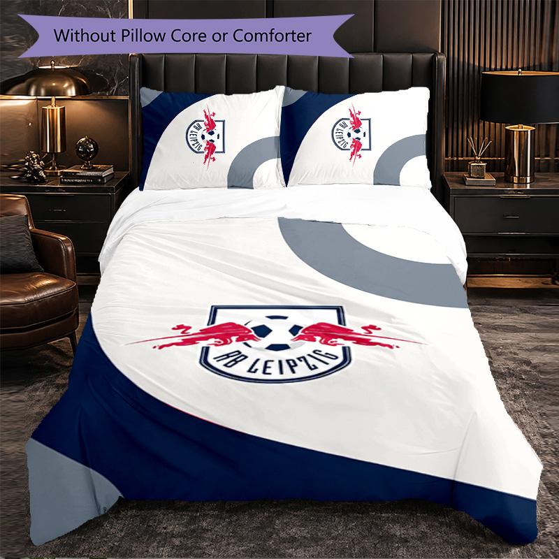 RB Leipzig Football 3 Piece Bedding Set Soft Duvet Cover Set with Pillowcases Printed Bedroom Decor Set for Home
