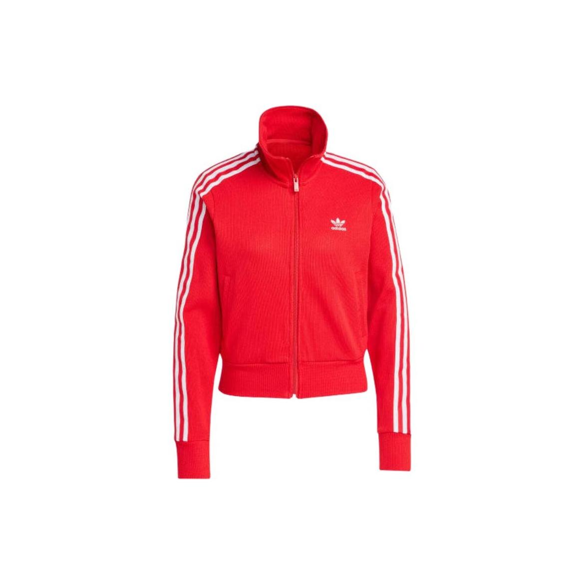 adidas Originals Women s Better Scarlet 3 Stripes Full-Zip Knit Top IY7277 L
