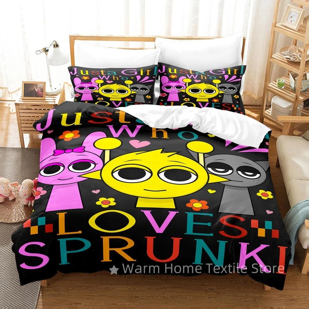 Sprunki Yatak Örtüsü Seti Incredibox 3D Baskılı Müzik Oyunu Nevresim Takımı Yumuşak Tek İkiz Çift Kraliçe Kral Boyutu Sprunki Hediyeleri Çocuklar