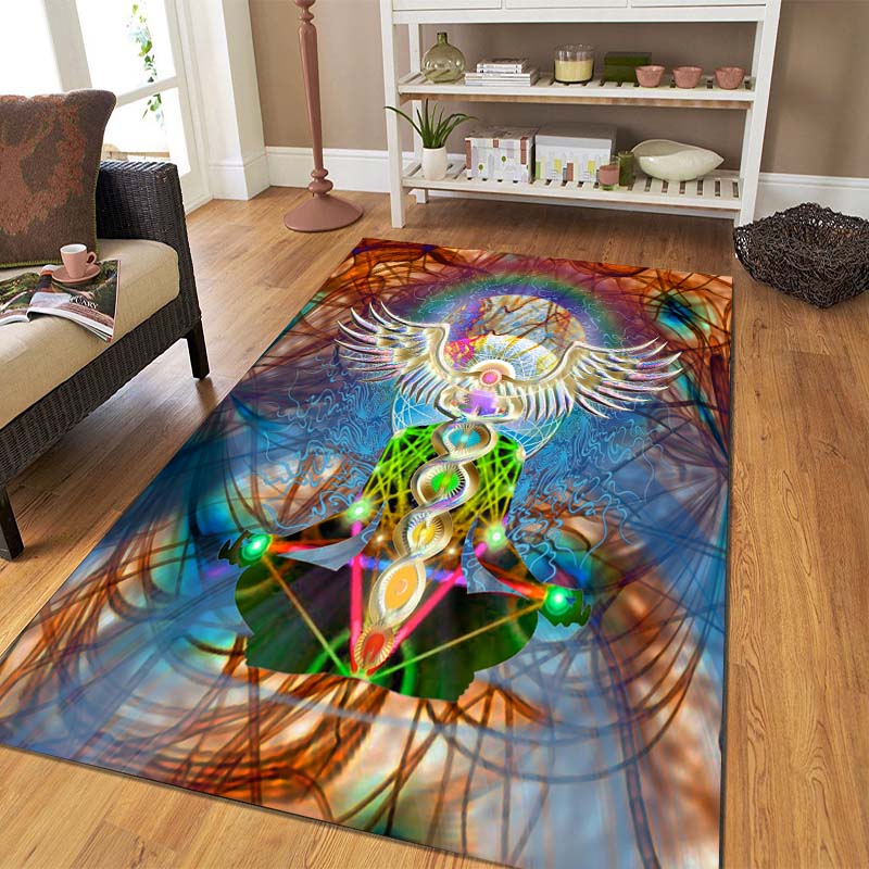 15 Sizes Indian Buddha Statue Meditation Seven Chakras Carpet for Bedroom Yoga Floor Mat Living Room Floor Decor Anti-slip Rugs