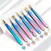 Free Custom Fiber Tip Eyelash Tweezer Private Label Professional Precision Stainless Steel Eye Lash Extension Tweezers Tool