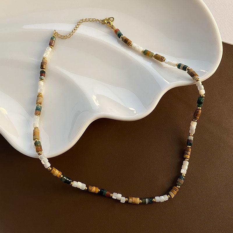 Collana clavicolare di moda di lusso vintage con perline naturali per donna