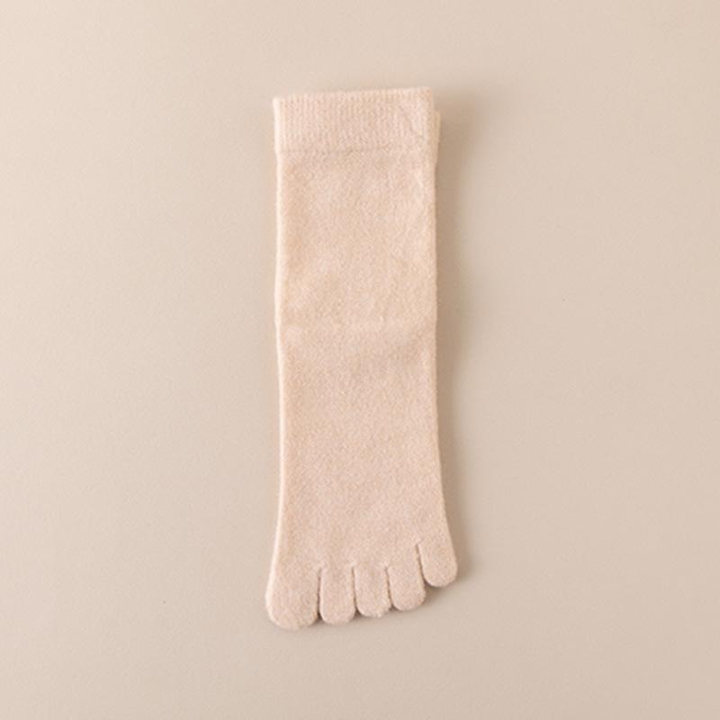 Women's Warm Wool Mid-Calf Five-Toe Socks - Multi-Color, Thick, Cold-Resistant for Autumn and Winter