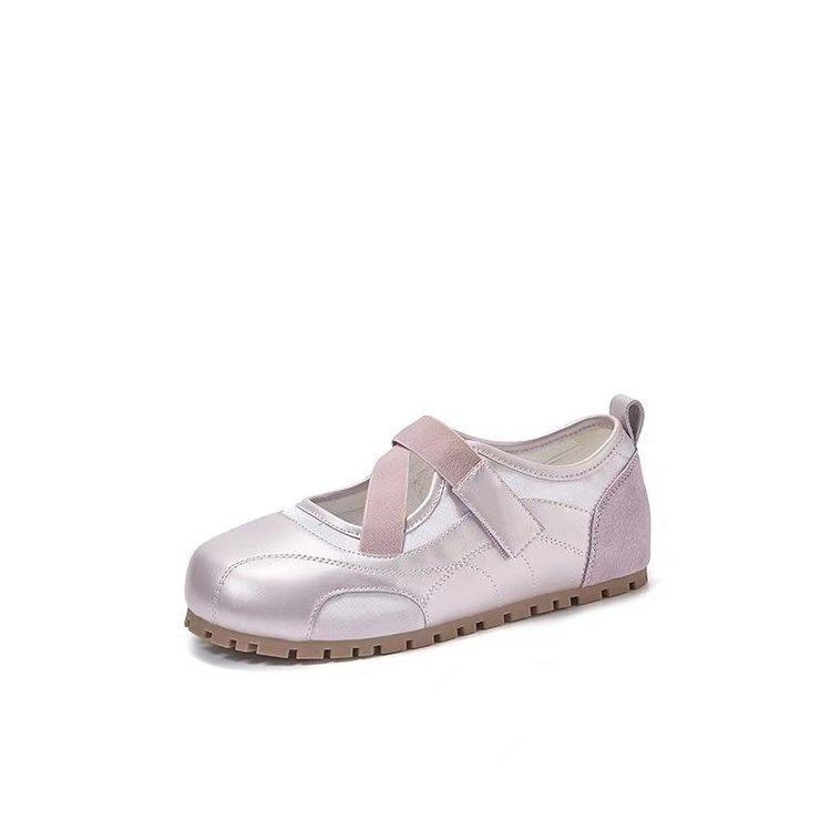 

Popular shallow single shoes simple German training shoes summer 2025 new versatile flat ballet Mary Jane shoes women 35 фиолетовый