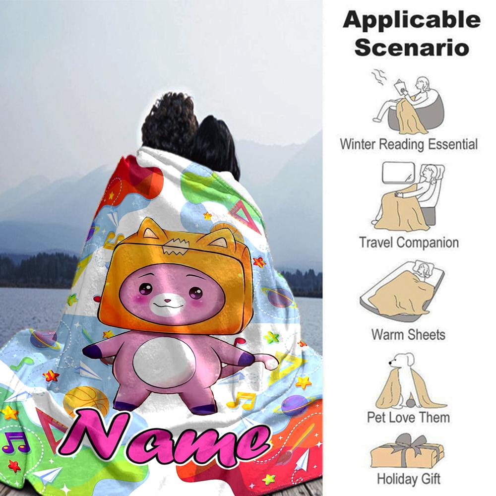 Customiz Name Personality LankyBox - Foxy  Blanket Soft &Warm Sofa Office Bed Travel Lunch Break Blanket, Gift Suitable All Seasons