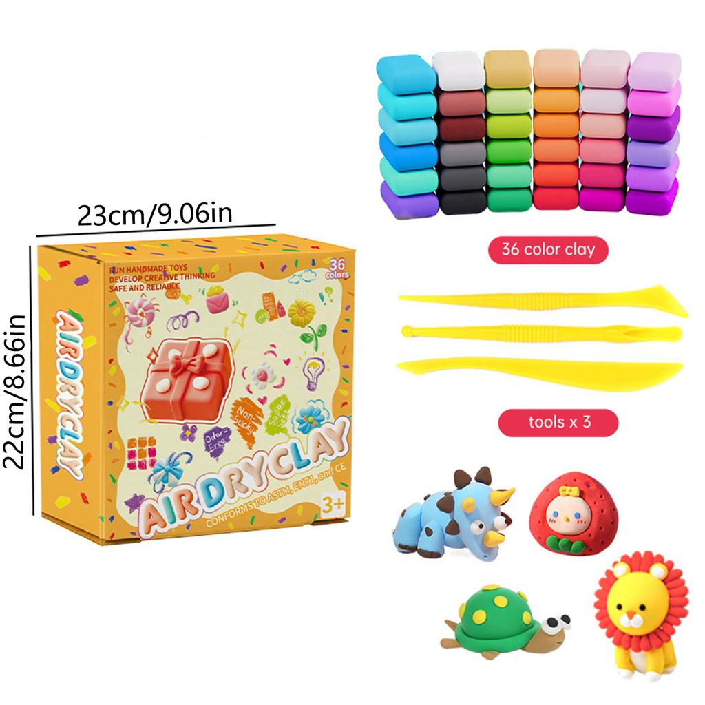 36 Colors Air Clay Kits Multi-Colors Safe and Non-Toxic Air Clay Handmade DIY Modeling Clay Environmentally Handicrafts Tools
