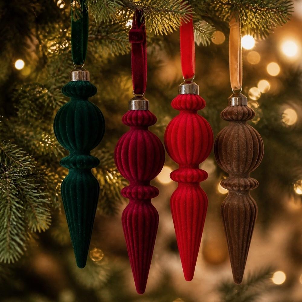 6pcs/Box Plastic Christmas Tree Ornament Velvet Ball Velvet Ball Ornaments  New Year Decor