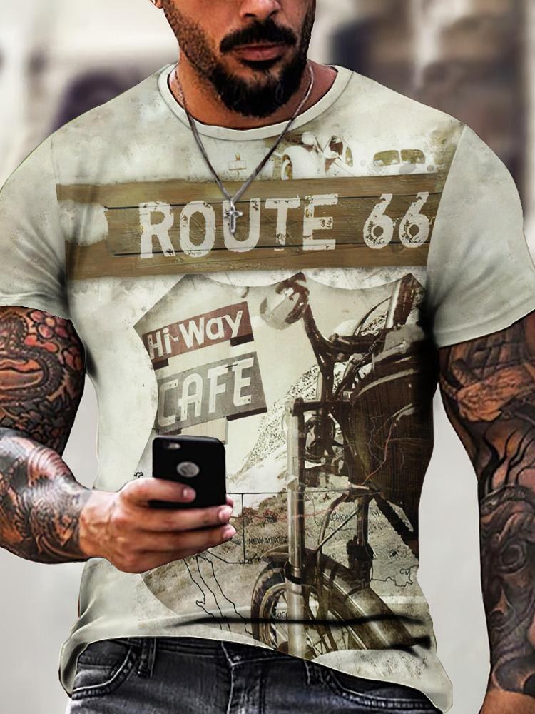 Vintage Street Exploration 3D-gedrucktes Herren-T-Shirt Neues Trend-T-Shirt Vintage Locker Sommer Rundhals Kurzarm Unisex-Oberteil