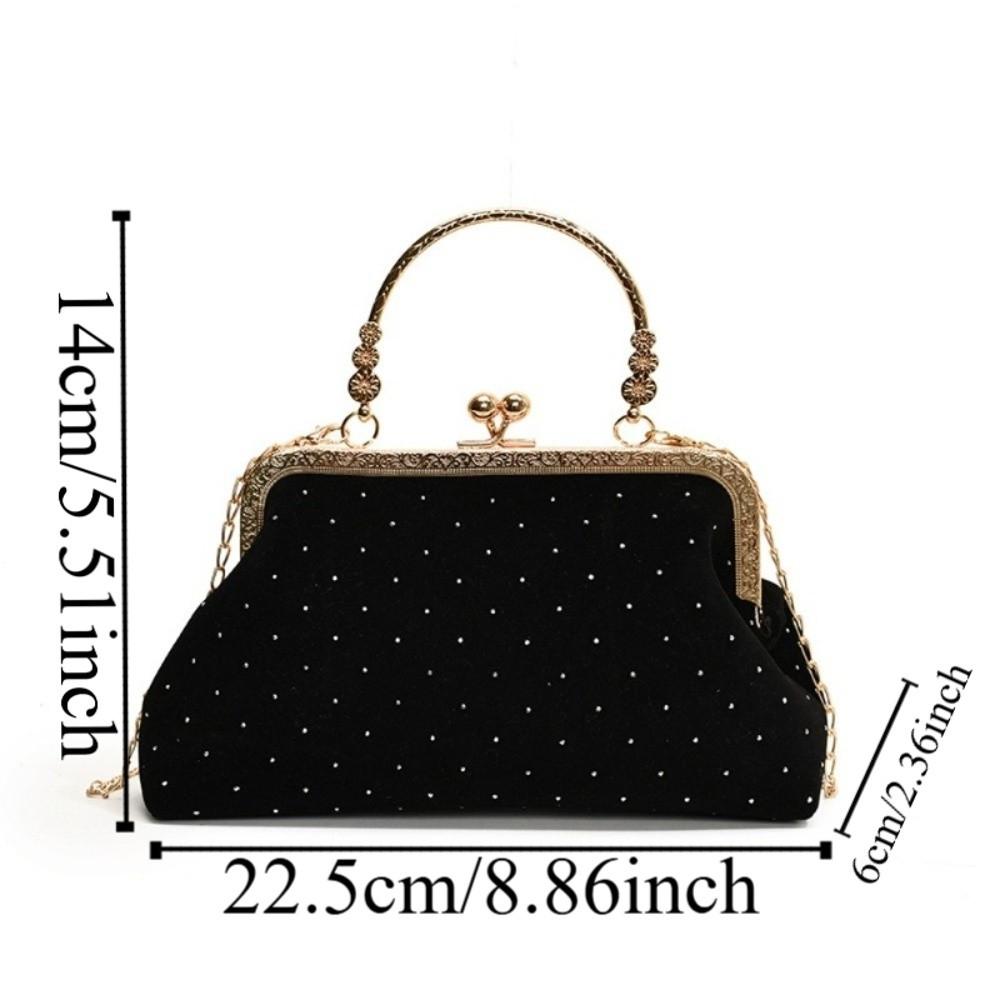 Polka Dot Ladies Evening Clutch Purse Clip Closure Retro Female Handbag Dinner Party