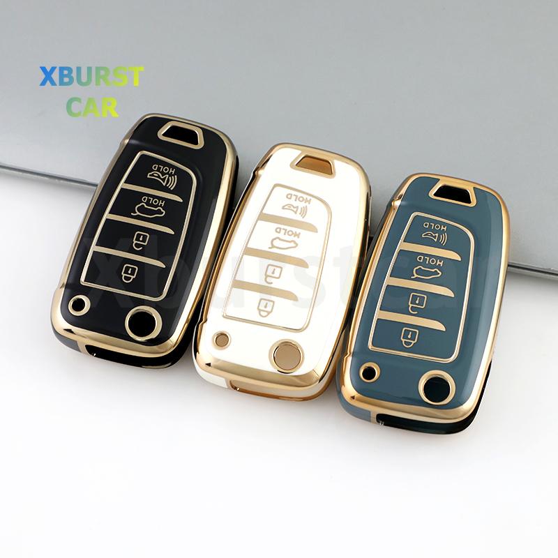 4 Buttons Tpu Car Flip Key Case Cover For Hyundai Santa Fe Tucson Verna Celesta Accent Elantra Solaris I30 I35 I40 Ix35 Sonata