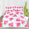 Watermelon Duvet Cover Set Green and Red Colour Polyester Comforter Cover King Queen Full Size for Kids Teens Adults Bedding Set