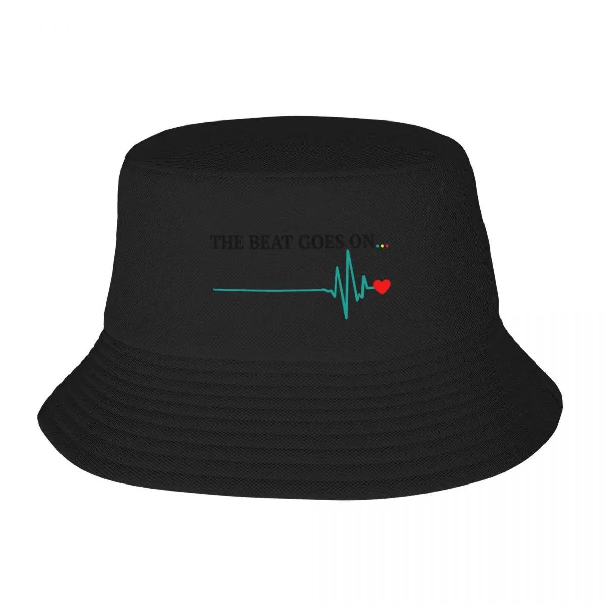 New The Beat Goes Heart Attack Survivor Recovery Cardiac Arrest Bucket Hat Beach Hat New Hat Mens Womens