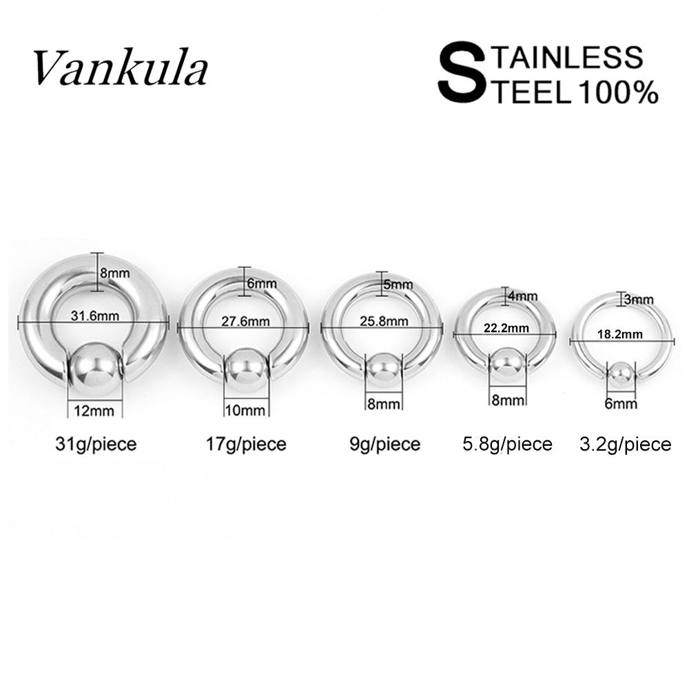 Vankula 2pcs Ear Plug Tunnels 316L Stainless Steel Piercing Captive Hoop Ear Gauges Weights for Flesh Piercing Body Jewelry