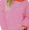 2025 Striped Contrast Knit Sweater: European & American Style, Drop Shoulder Long Sleeve