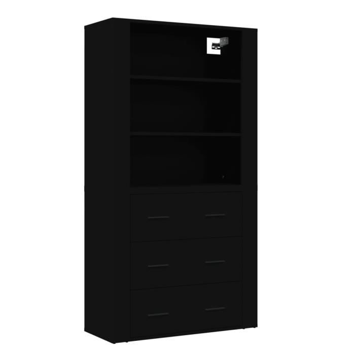 VidaXL Buffet haut Noir Bois d'ingénierie 3185392