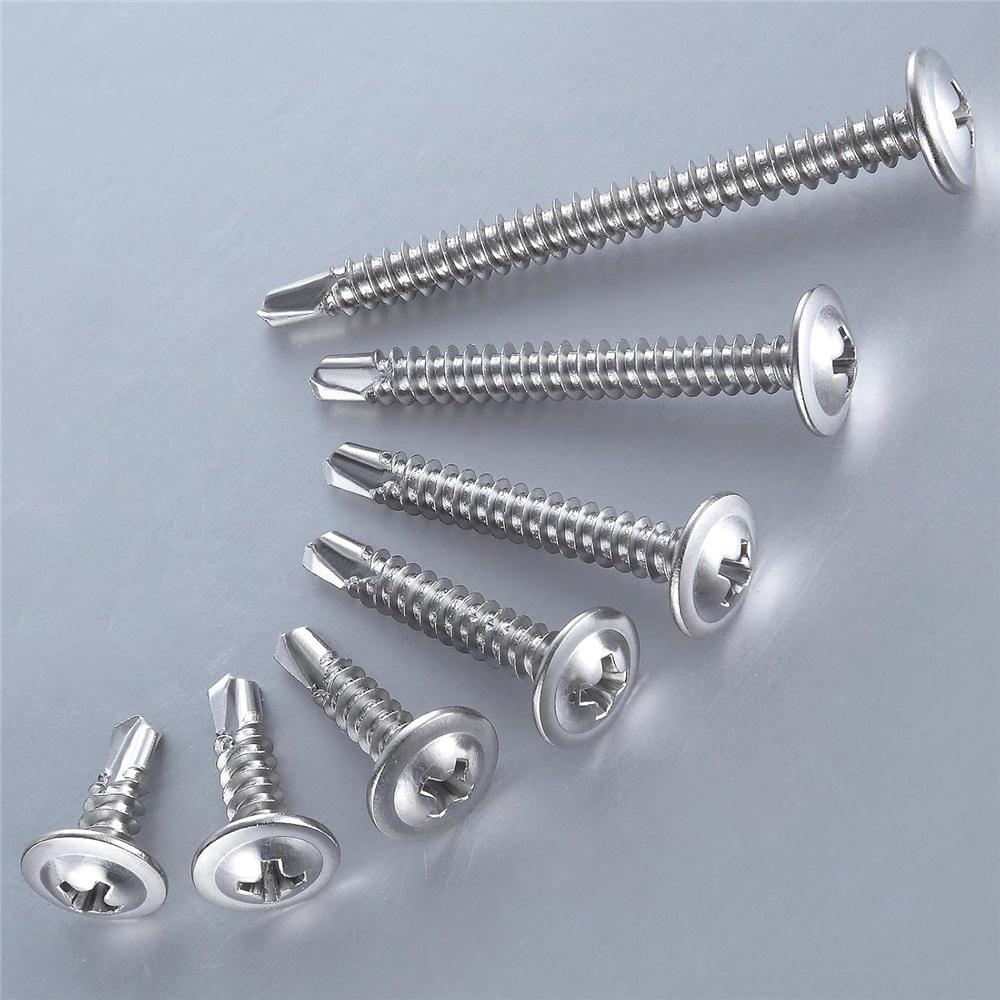 100pcs 410 Stainless Steel Truss Head Self-Tapping Screws – 8 Sizes M4.2x13-50mm, High Strength, Corrosion Resistant For Metal & Wood