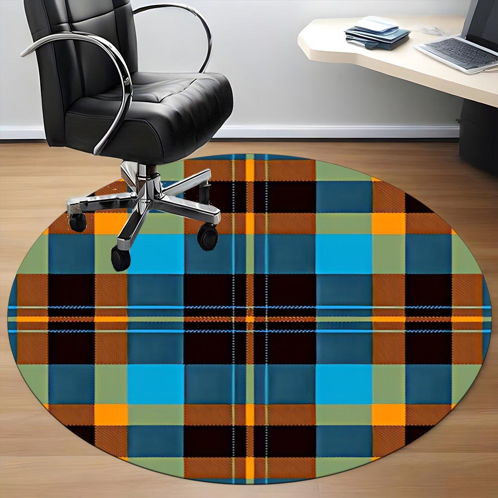 1pc Tartan Pattern Chair Carpet for Office, Non Slip, Soft and Durable Office Rug
