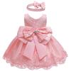 Bestseller Baby 100-Tage-Geburtstagskleid mit Schleife, Haarband, Puffrock und Spitzenkleid