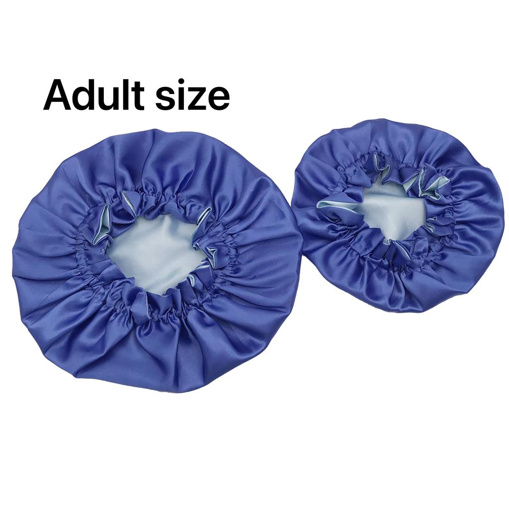 Reversible Double Layered Hair Bonnets for Adults and Kids Mommy and Me Satin Silk Bonnets