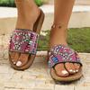 Fashion Ethnic Style Colorful Beaded Flat Slippers for Women 2025 Summer Beach Vacation Sandals Woman Plus Size Non Slip Outdoor Slides