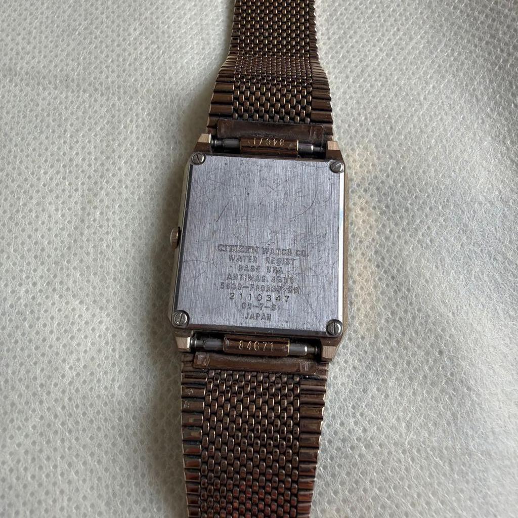 Used CITIZEN EXCEED Quartz Watch Main Body Square "Showa Vintage"