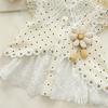 Girls Summer Polka Dot Daisy Ruffle Sleeve Lace Top And Shorts Two Piece Set Cute Casual Outfit For Kids