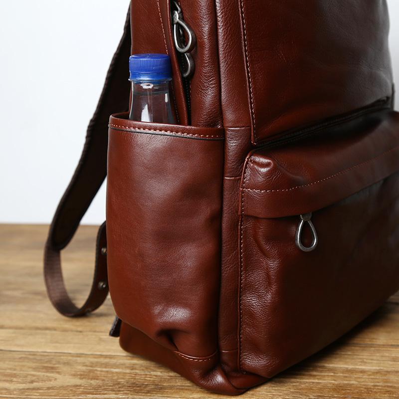 NZPJ Leather Men's Backpack European and American Fashion Travel Bag Vintage Head First Layer Cowhide Leisure Backpack