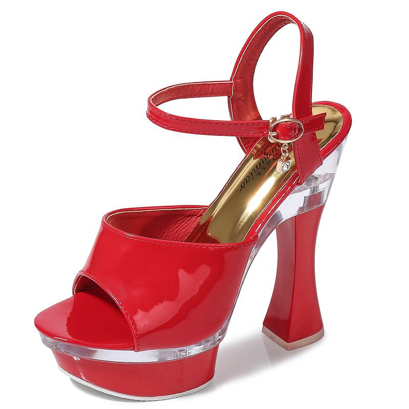 

10365 Серия, женские летние нескользящие пикантные туфли на толстой подошве, каблук 9 см и платформа 4 см, женские сандалии LFD 38