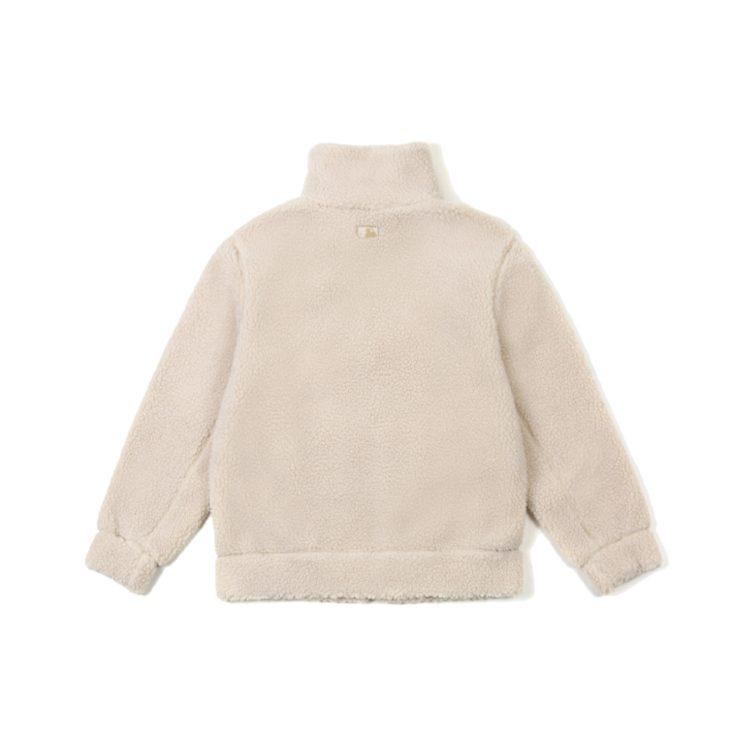 MLB Velvet Jackets Unisex Beige Baseball Collar Thickened 31JPF3061-43B