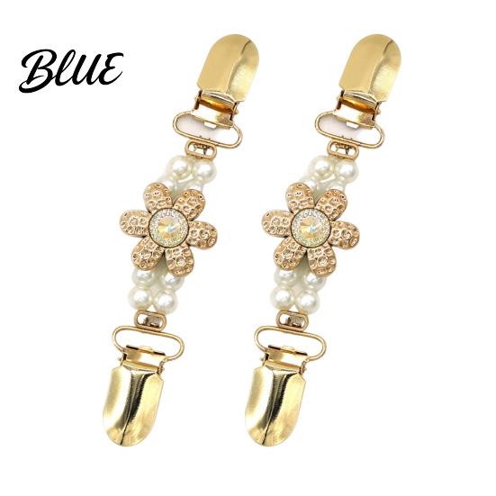 Metal Collar Brooch 2Pcs Vintage Sweater Clips for Women Girls, Retro Faux Pearl And Rhinestones Cardigan Clips, Elegant Clasp Pin Dresses Shawls,