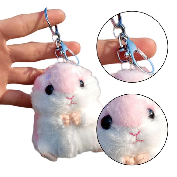 Lovely Hamster Cartoon Plush Toy for Kids Keychain Hamster Cartoon Furry Soft Charm Stuffed Hamster Toy