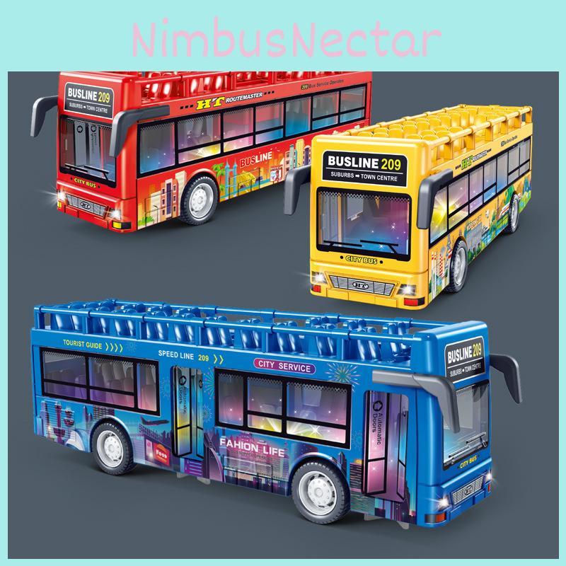 Plastic Bus Sightseeing With Sound And Light Functions Children Toy Inertia