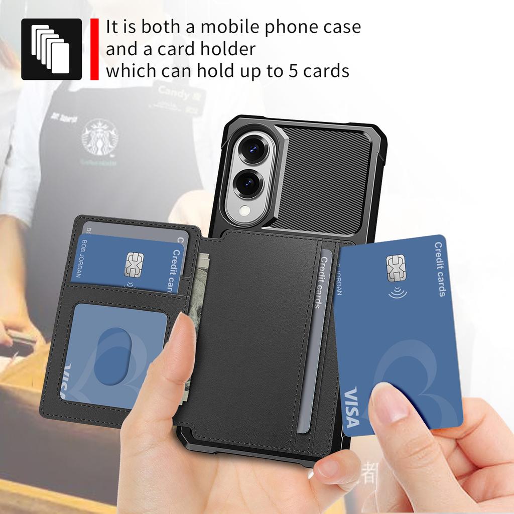 For Samsung Galaxy S25 Edge Case with Card Holder PU Leather+TPU Phone Back Cover