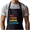 Kitchen Apron - Luca - Black - Breton Print - Adjustable Durable Cotton