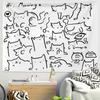 Doodle Cat Bear Cute Minimalist Wall Tapestry Polyester Wall Hanging for Bedroom Living Room Dorm Kids Home Decor