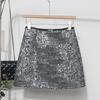 Heavy Industry Silver Sequined Skirt Female Small 2025 Sparkling Streamer A-line Bag Hip Skirt Zipper Uchimura Female Skirt