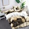 Colección Moderna Adorable de Fundas de Edredón Diseño 3D Adorable Diseño Estampado de Pug Lavable Poliéster Conjunto de Cama Funda de Edredón Suave Para Dormitorio
