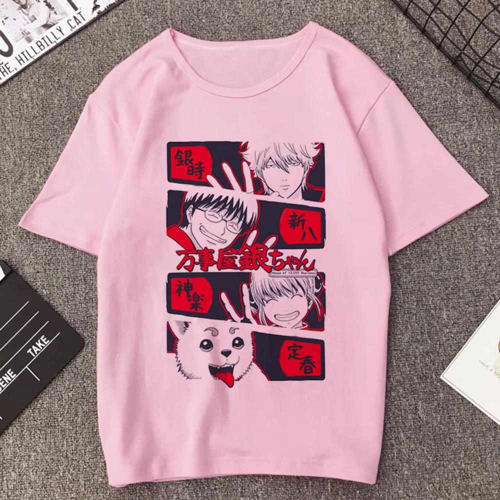 Gintama Samurai Gintoki Washed Cotton T‑shirt Unisex Teen Gothic Vintage Korean Fashion Short Sleeve Streetwear Casual Tops