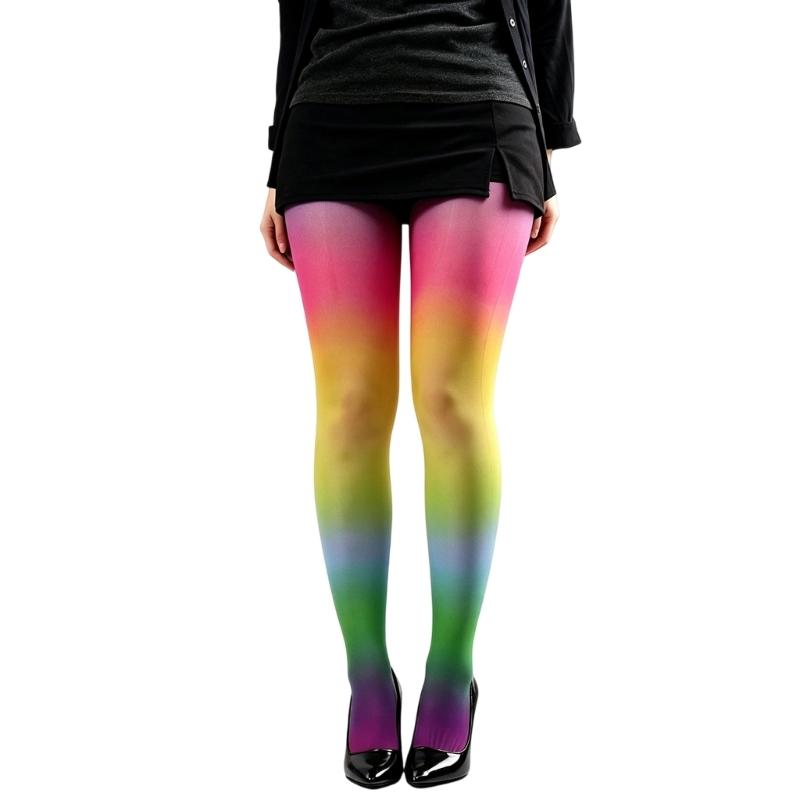 Multicolor Patterned Footed Tights for Women Printed Pantyhose Stockings for Dress Skirt Layering In Spring Fall Office and Daily Wear