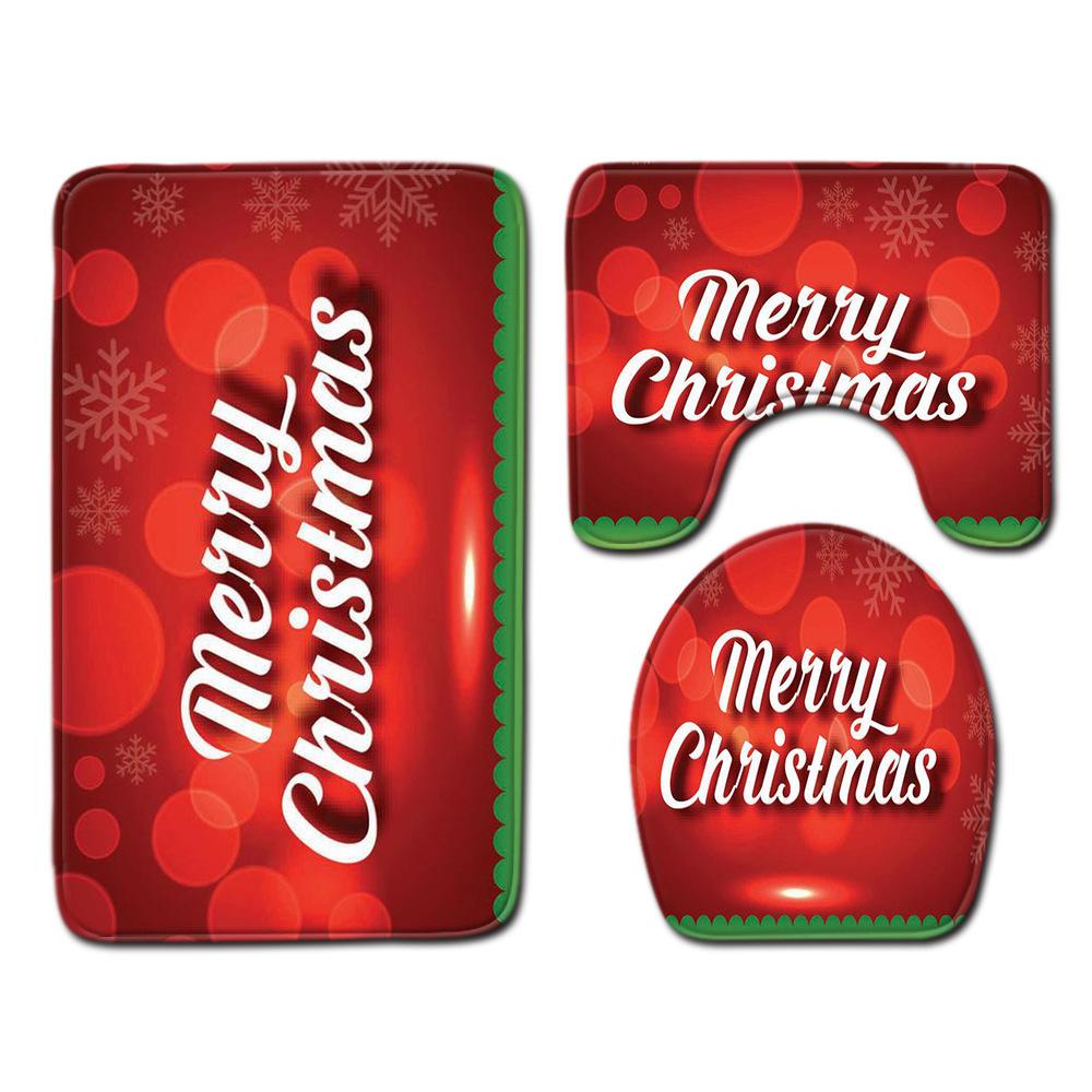 Christmas Bathroom Floor Mat Toilet Three-Piece Set